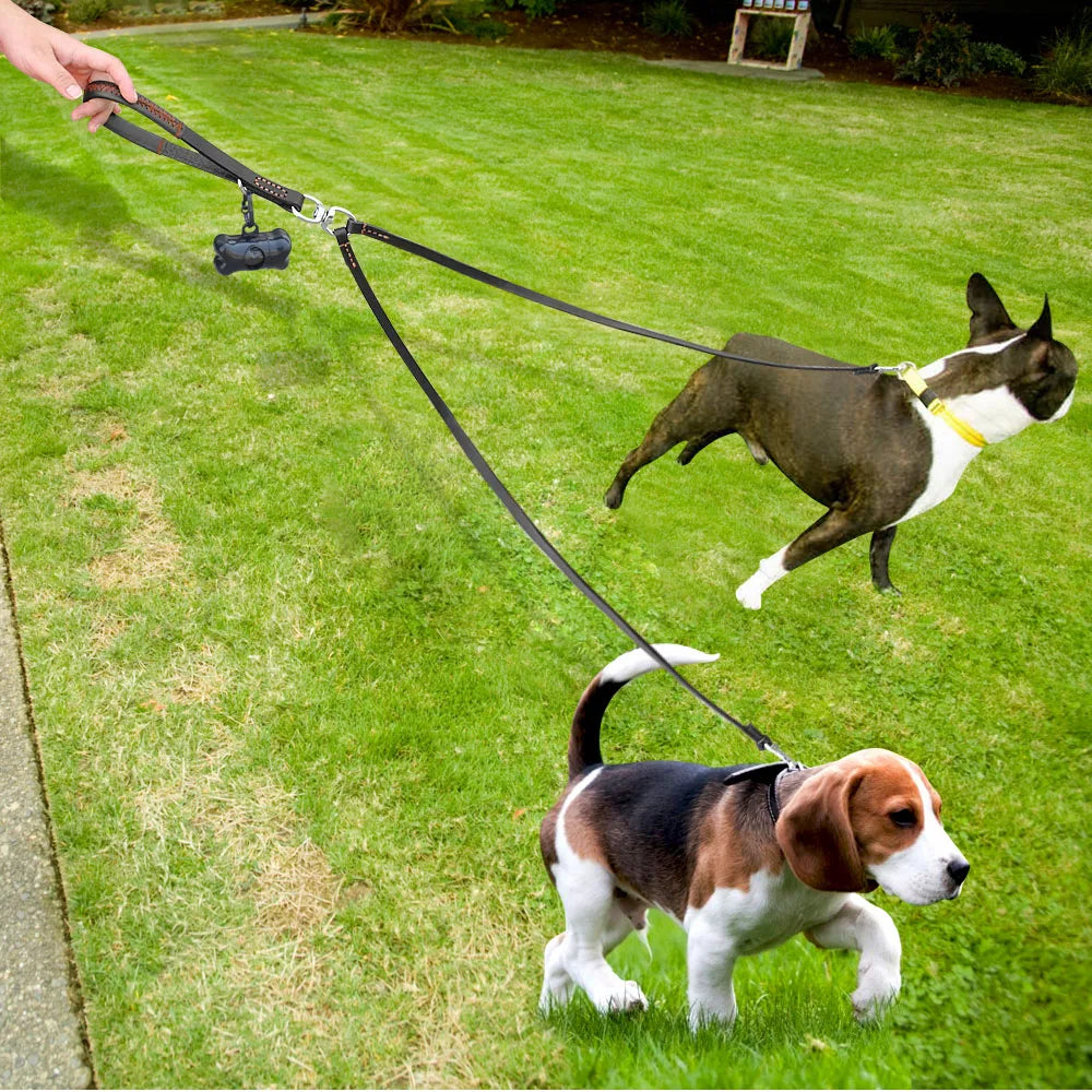 Double Anti-Tangle Dog Leash with LED Light
